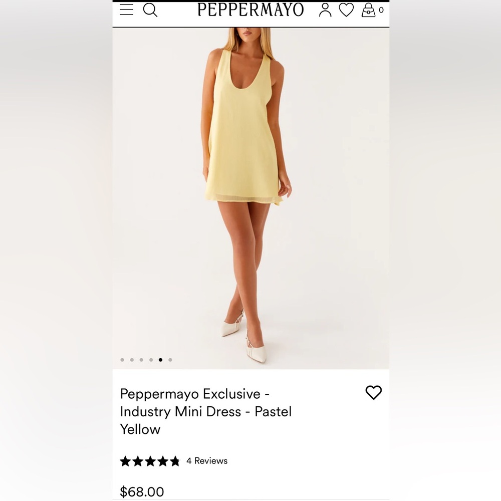 NWT Peppermayo Yellow Shift Mini Dress